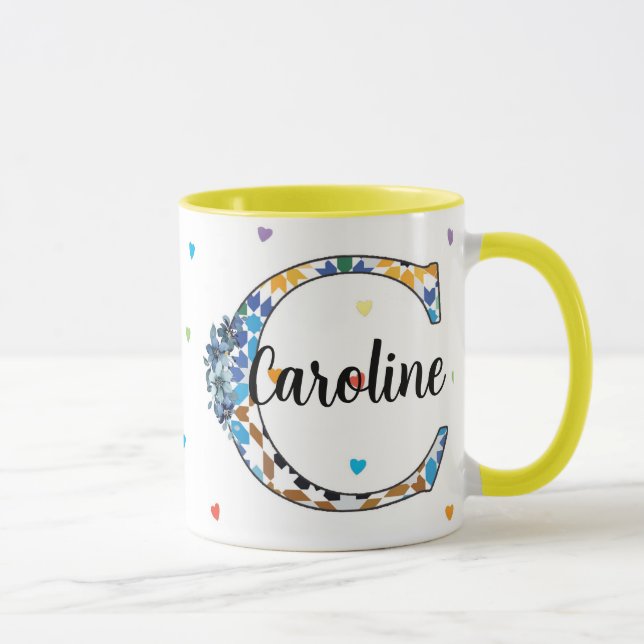 Tasse monogramme Z8-C – Élégance géométrique et fl (Droite)