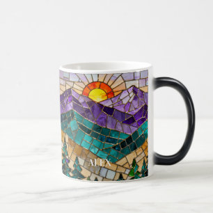 Tasse Montée du Soleil sur Montagne en Verre Color