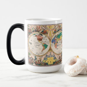 Tasse Morph Carte du Monde Vintage – Magie Antique