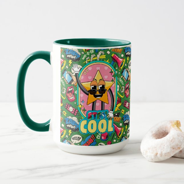 Tasse Morphing Art Pop Rétro "Restez Cool" (Avec donut)