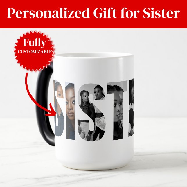 Tasse Morphing Couleur Collage Photo Sœurs (Sisters Photo Collage Color Morphing Mug)