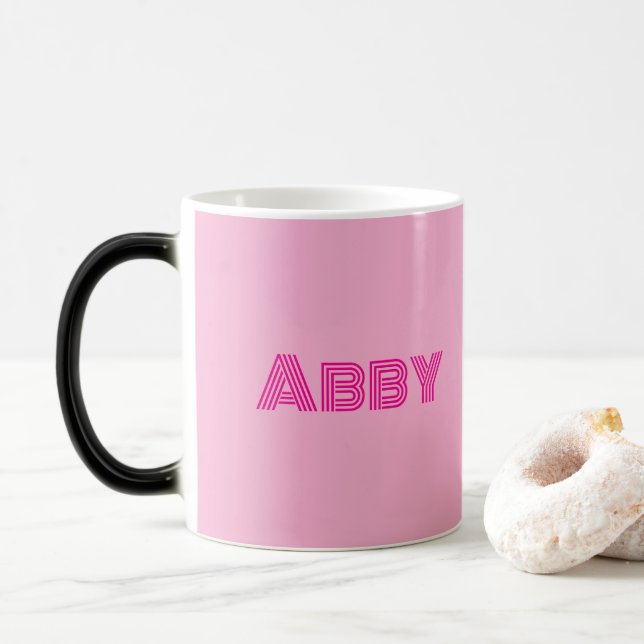 Tasse Morphing Rose Votre Texte (Avec donut)