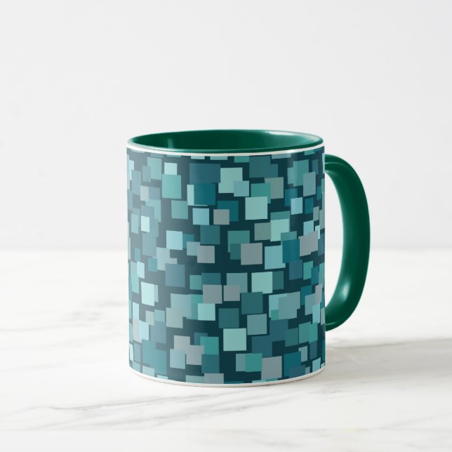 Tasse Mosaïque Rétro Bleue (Devant droit)