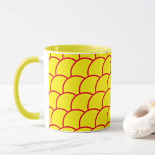 Tasse - motif d'écailles de poisson jaunes