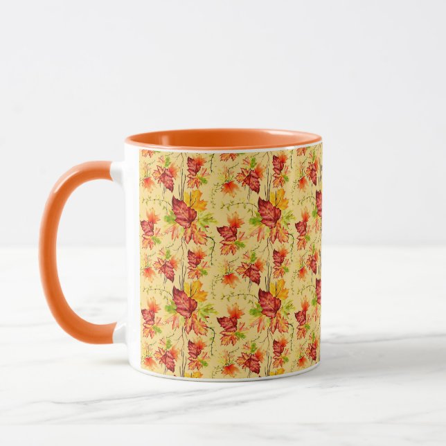 Tasse motif feuilles d'érable d'automne (Gauche)