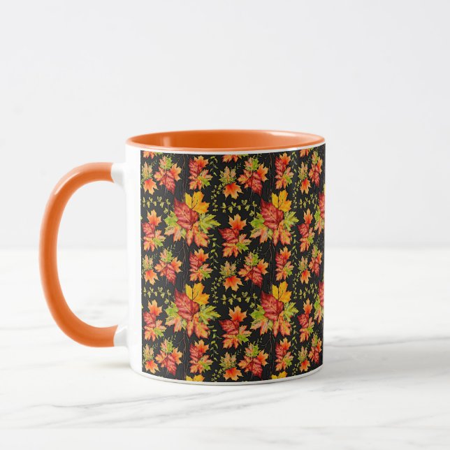 Tasse motif feuilles d'érable d'automne (Gauche)