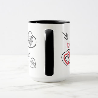 Tasse motifs graffitis cœurs love