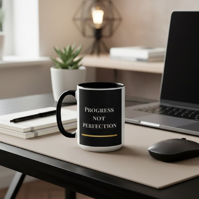 Tasse Motivante Moderne Noir & Blanc  (Créateur téléchargé)