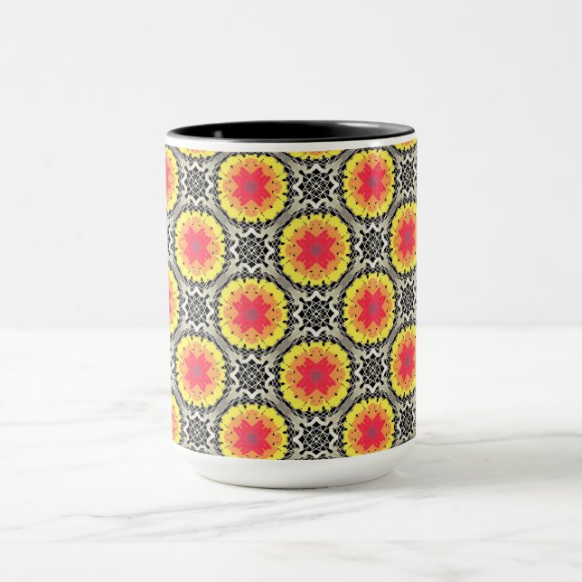 Tasse MUG 15 oz superbe design rouge jaune et noir (Centre)