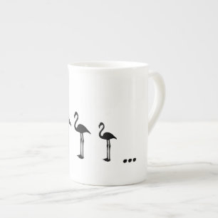 Tasse / mug à trois oiseaux flamants et à pois