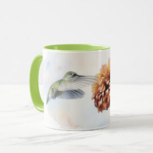 Tasse Mug Art Colibri et Fleurs de la Nature