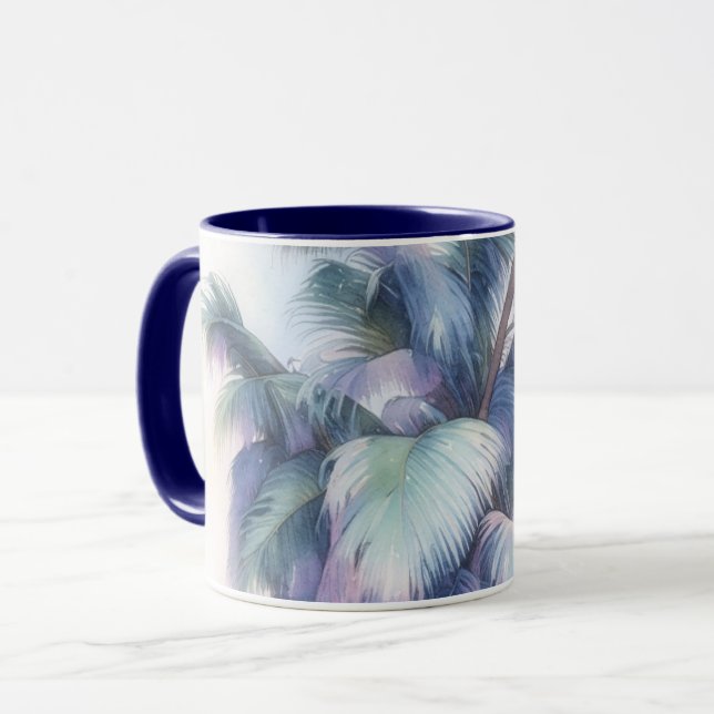 Tasse Mug Art Feuilles De Palmier Gros Plan (Devant gauche)