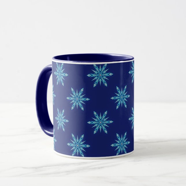 Tasse Mug Art Flocons de Neige Bleus (Devant gauche)