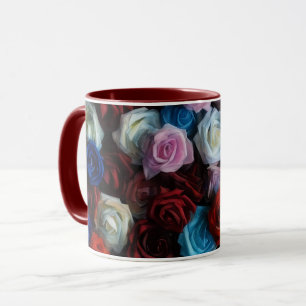 Tasse Mug Art Floral Fleurs Roses Colorées