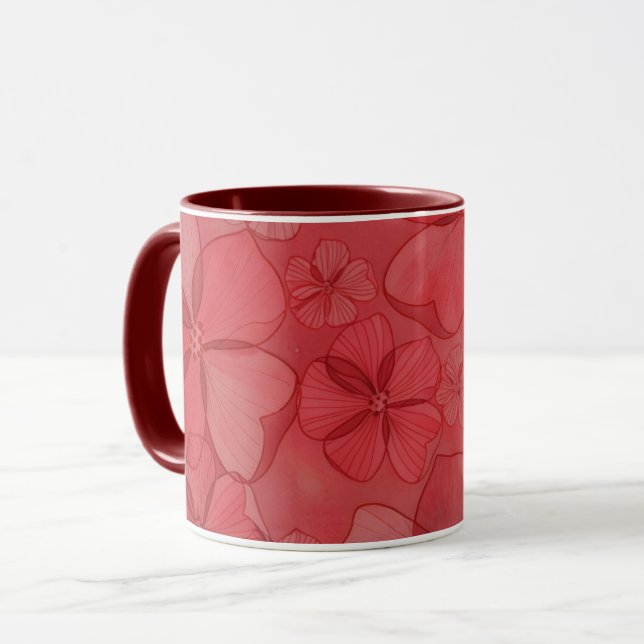 Tasse Mug Art Floral Fleurs Rouges (Devant gauche)
