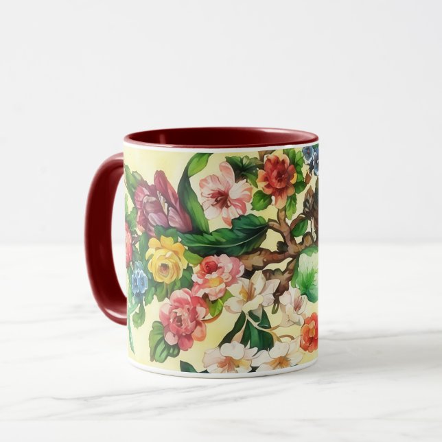 Tasse Mug Art Floral Fleurs Vintage (Devant gauche)