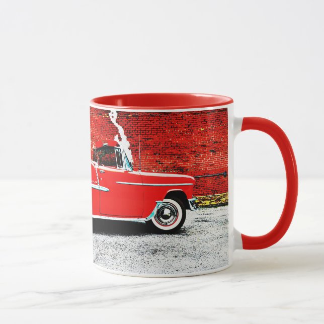 Tasse Mug Art Voiture Rouge Classique Old Bel Air  (Droite)