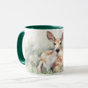Tasse Mug Cerf Sauvage au Repos dans un Pré d'Art