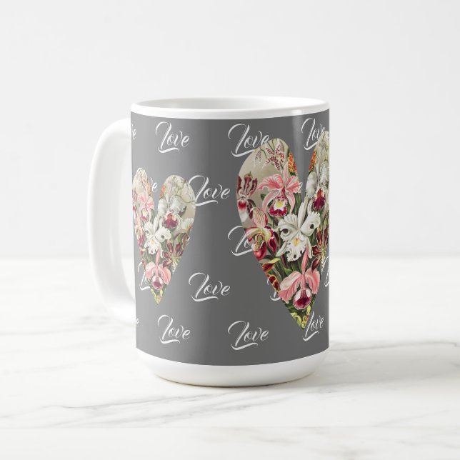 Tasse Mug Fleurs et Cœurs Amour Lily Vintage (Devant gauche)
