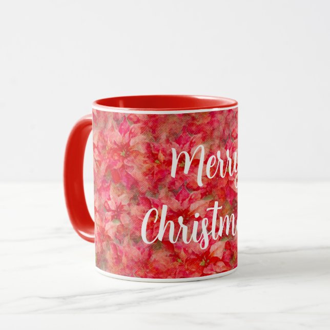 Tasse Mug Fleurs Rouges Poinsettia (Devant gauche)