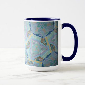 Tasse MUG Jimette Design bleu jaune gris