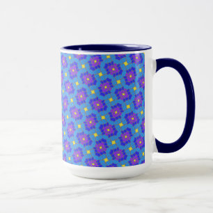 Tasse MUG Jimette Design bleu jaune mauve
