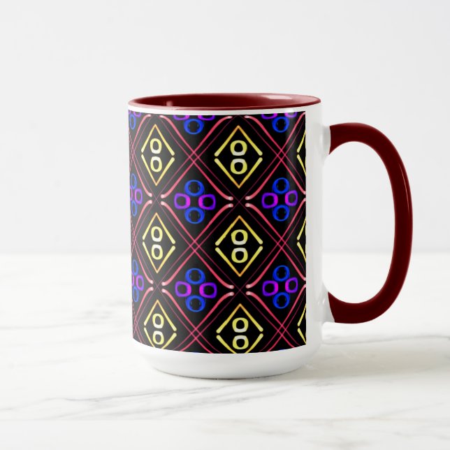 Tasse MUG Jimette Design bleu jaune rouge (Droite)