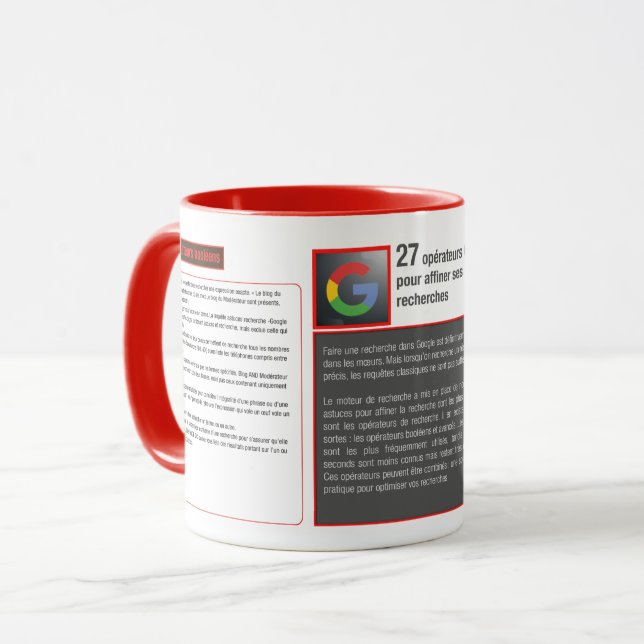 Tasse mug raccourcie clavier opérateurs Google (Devant gauche)