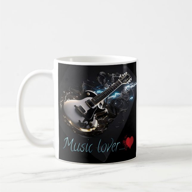 tasse Music Lover noire guitare (Gauche)