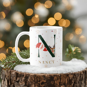 Tasse N Monogramme de Noël Personnalisée