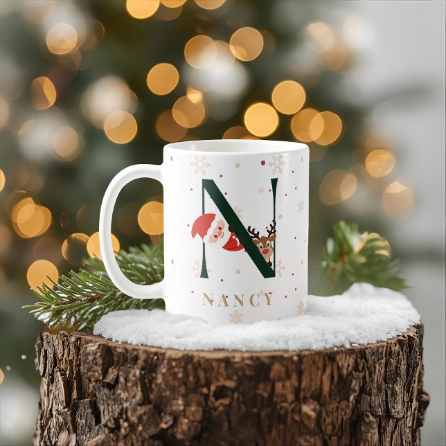 Tasse N Monogramme de Noël Personnalisée (Créateur téléchargé)