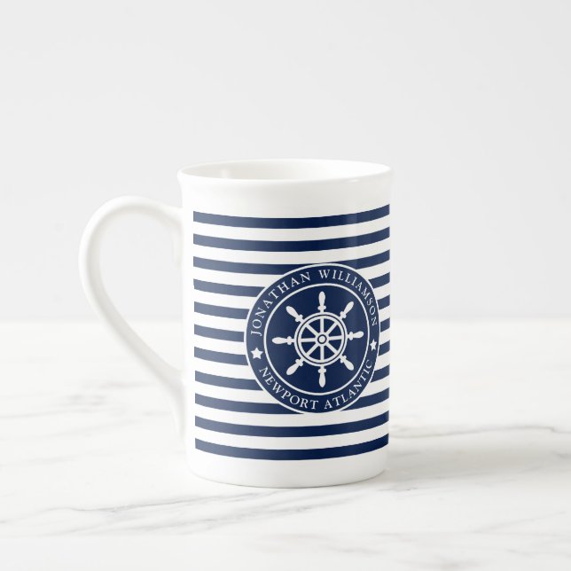 Tasse nautique avec des Ancres - personnalisables (Gauche)