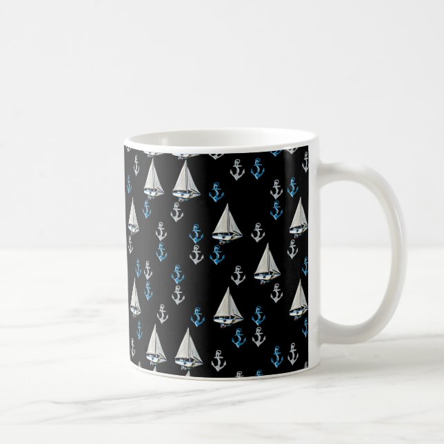 Tasse nautique de bateaux à voile et d'Ancres (Droite)