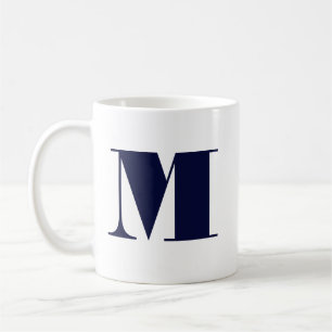 Tasse Navy White Minimaliste Moderne Gras Monogram