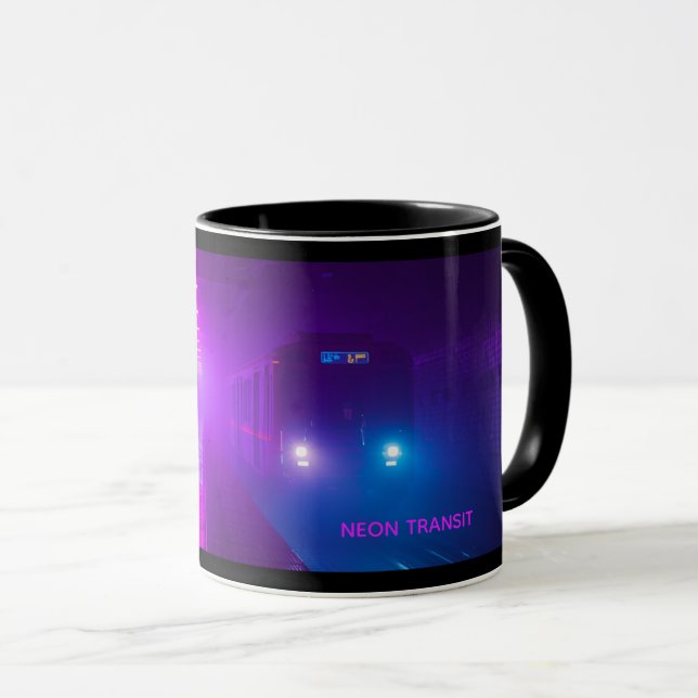 Tasse Neon Subway Vaporwave – Café Rétro Cyberpunk (Devant droit)