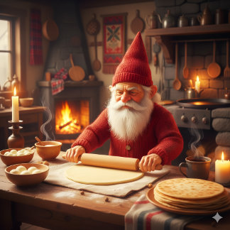Tasse Nisse norvégien de Noël faisant du Lefse