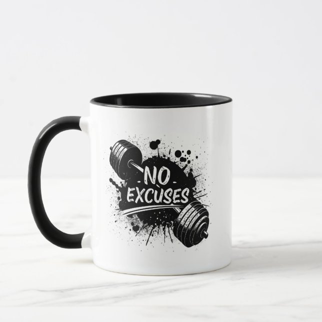 Tasse « No Excuses » – Tasse à café motivationnell (Gauche)