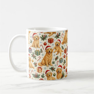 Tasse Noël Chien Golden Retriever Santa Puppy Café