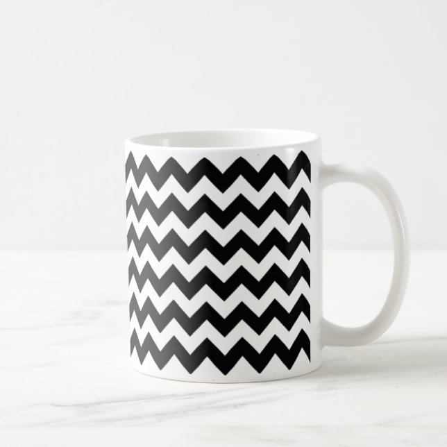 Tasse noire/blanche de zigzag de Chevron (Droite)