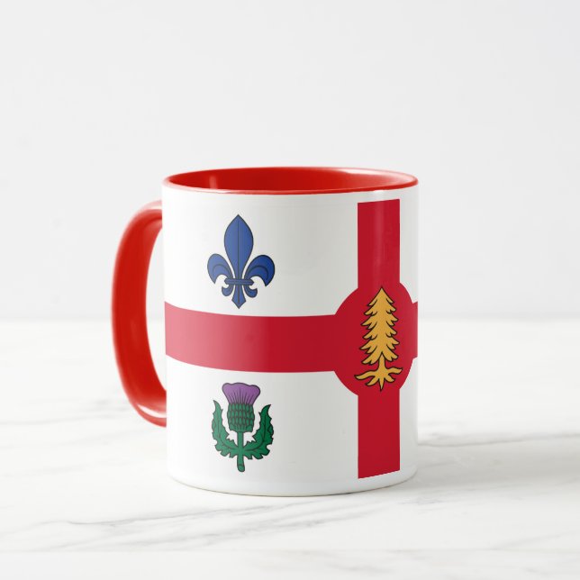 Tasse noire combo avec drapeau de Montréal, Québec (Devant gauche)