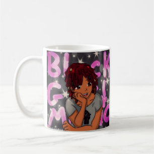 Tasse noire de magie de fille