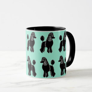 Tasse noire de menthe de motif de caniches