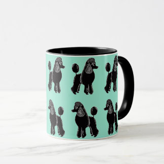 Tasse noire de menthe de motif de caniches