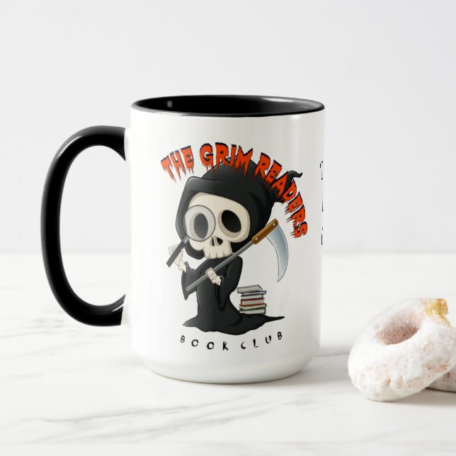 Tasse noire de poignée (Avec donut)