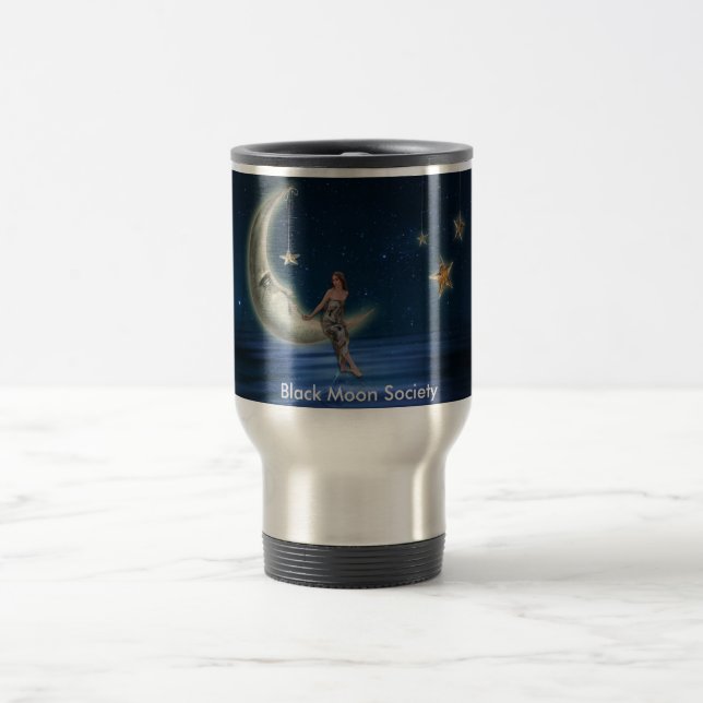 Tasse noire de voyage de société de lune (Centre)