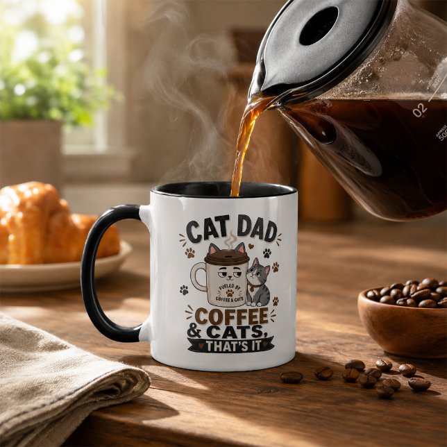 Tasse noire drôle de papa de chat café et chats c' (Créateur téléchargé)