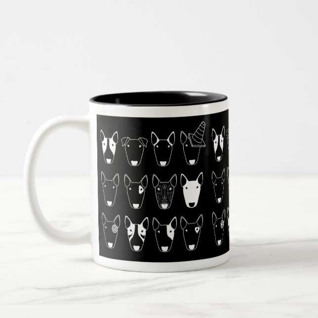 Tasse noire et blanche de bull-terrier (ligne de (Gauche)