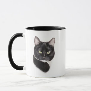 Tasse noire et blanche de chat
