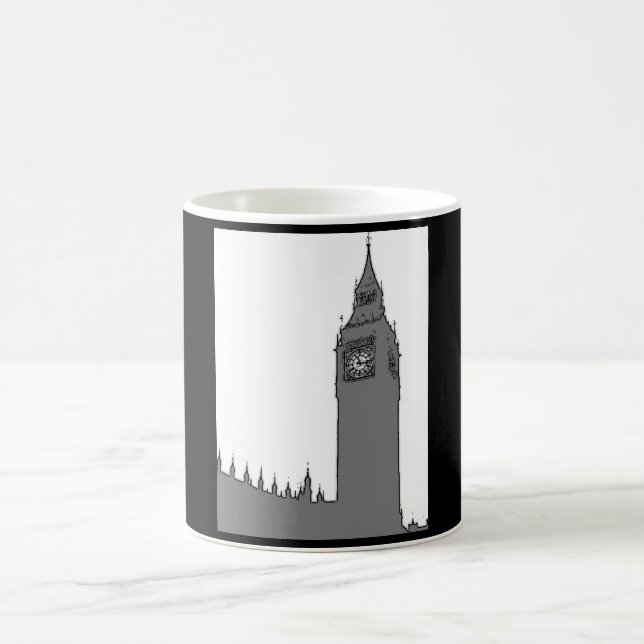Tasse noire et blanche de Londres Big Ben (Centre)