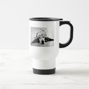 Tasse noire et blanche de voyage de Basset Hound